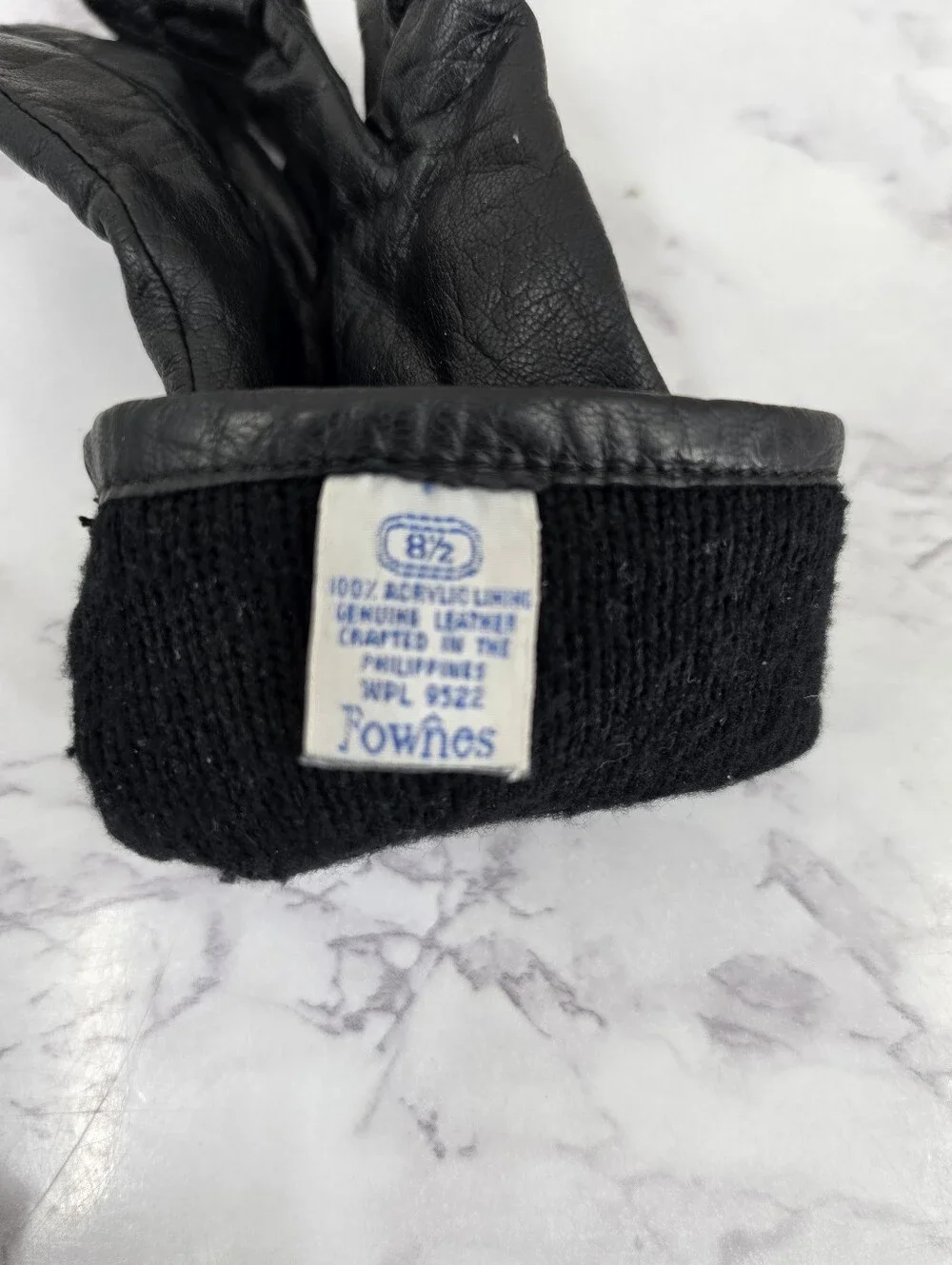 Fownes Short Black Leather Driving Gloves